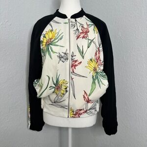 Style Me Floral Bomber Jacket Women's black Sleeve Lightweight Coat